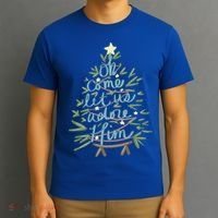 Christian Christ Nativity Christmas Oh Come Let Us Adore Him Great Gift T-Shirt thumb 3