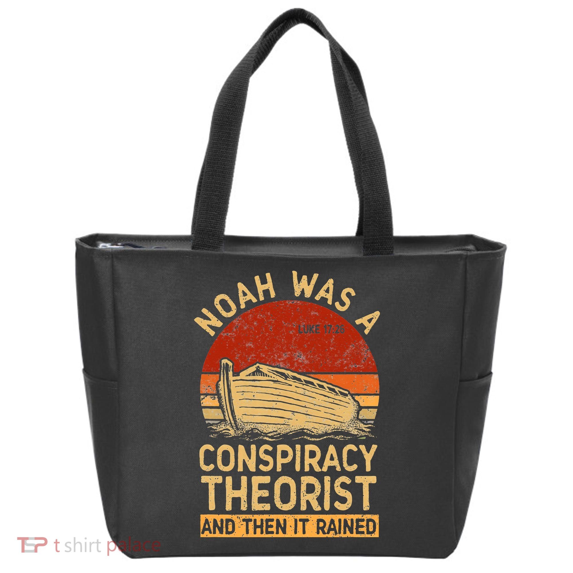 Conservative Christian Noah Was A Conspiracy Theorist Retro Tote Bag