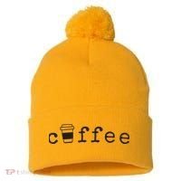 Coffee Cute Novelty Item For Coffee Lovers Pom Pom 12in Knit Beanie thumb 0