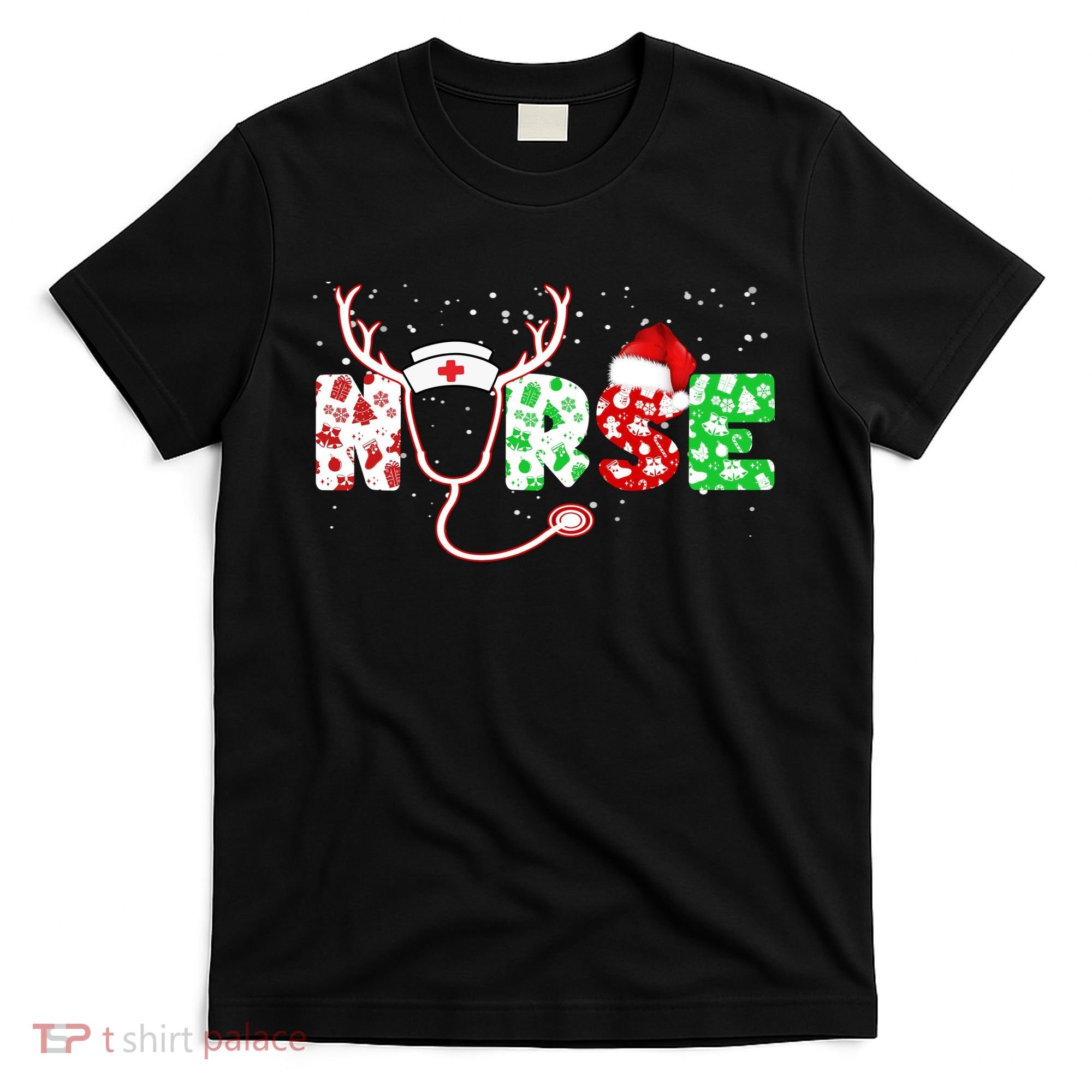 Cute Christmas Nurse Logo T-Shirt