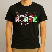 Cute Christmas Nurse Logo T-Shirt thumb 3