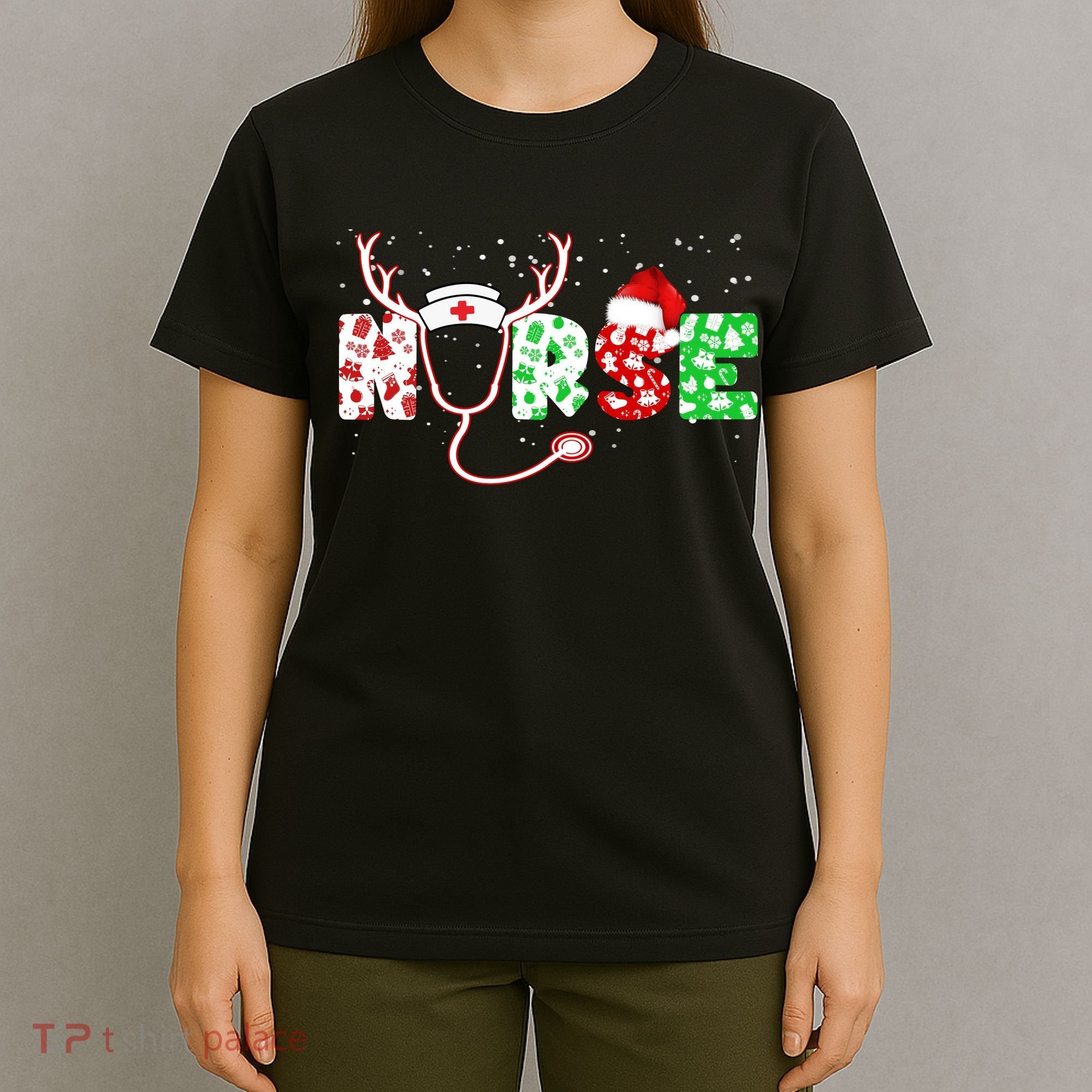 Cute Christmas Nurse Logo T-Shirt