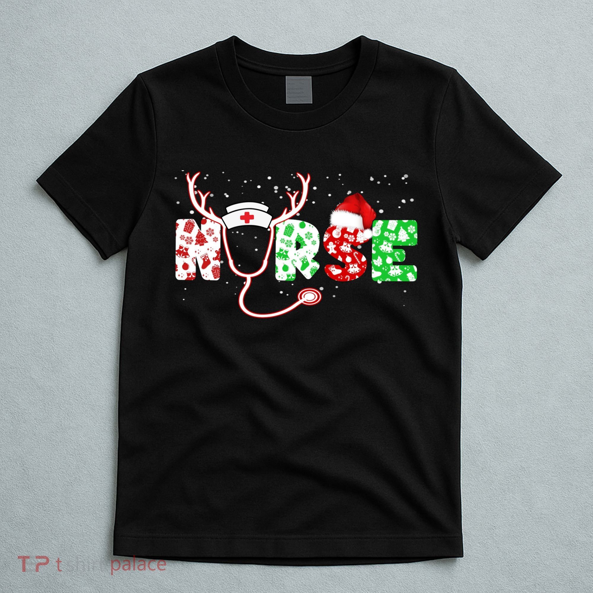 Cute Christmas Nurse Logo T-Shirt