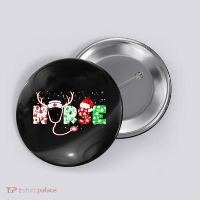 Cute Christmas Nurse Logo Button