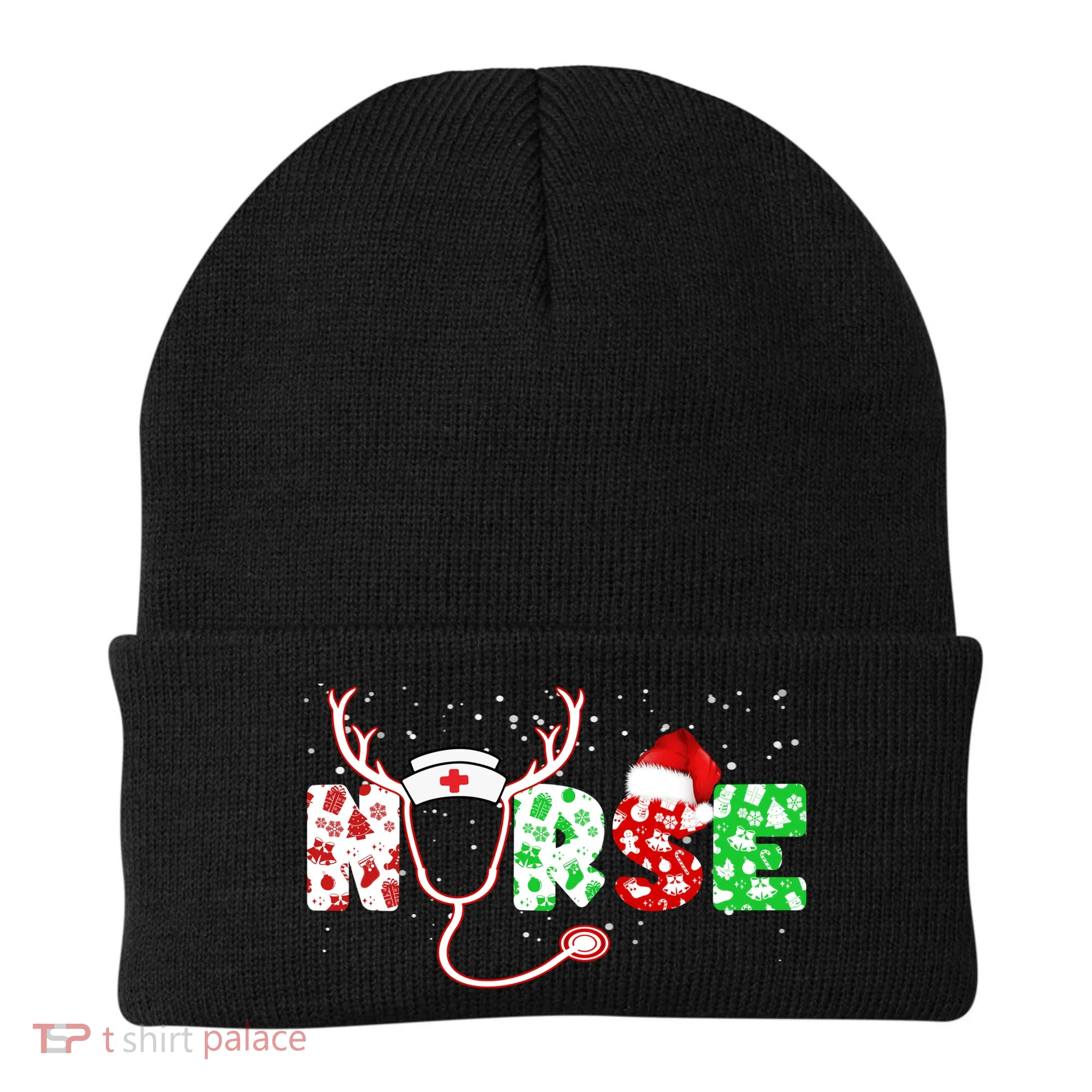 Cute Christmas Nurse Logo Beanie