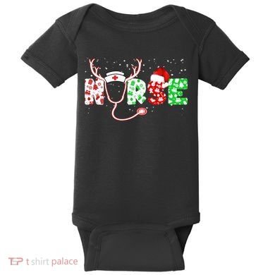 Cute Christmas Nurse Logo Baby Bodysuit