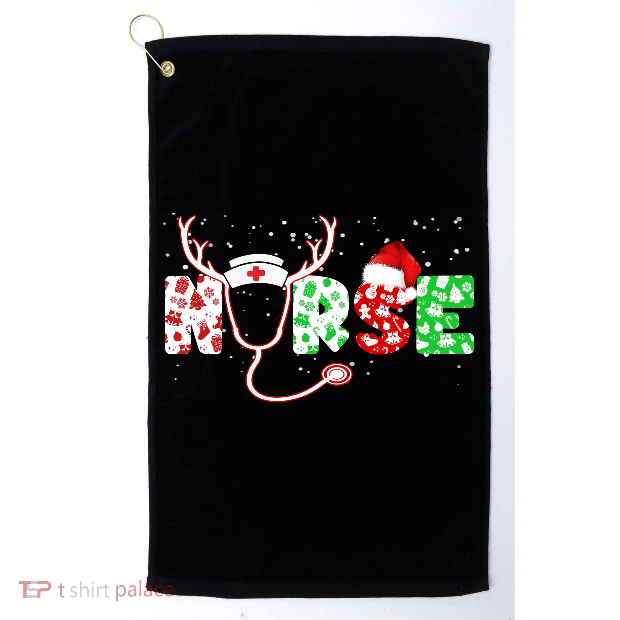 Cute Christmas Nurse Logo Golf Towel