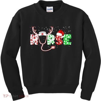 Cute Christmas Nurse Logo Kids Sweatshirt