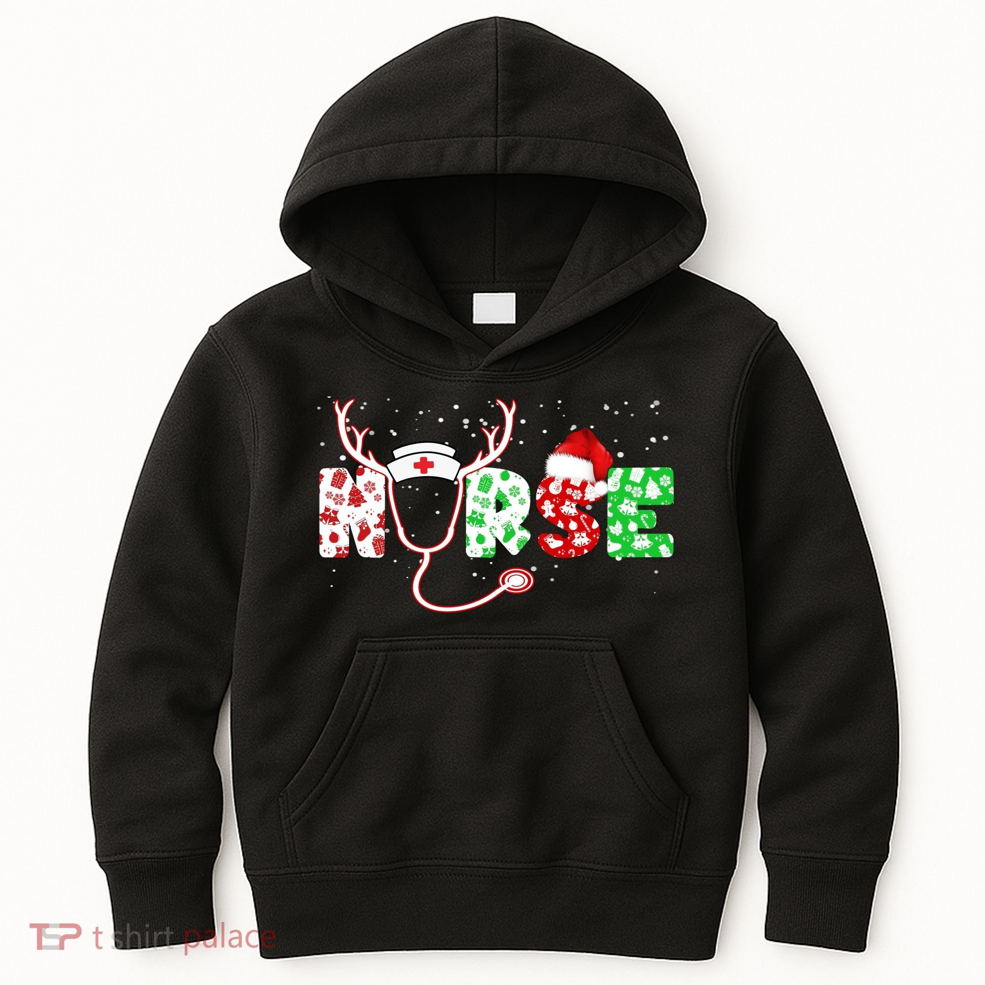 Cute Christmas Nurse Logo Kids Hoodie