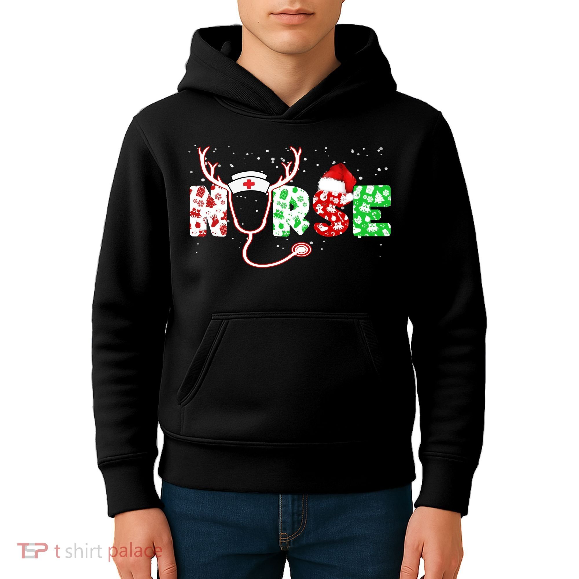Cute Christmas Nurse Logo Kids Hoodie