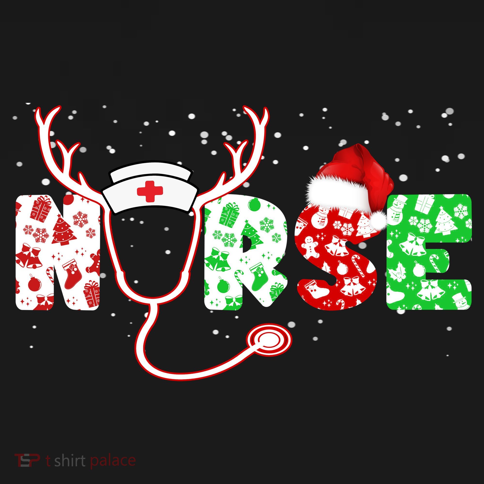 Cute Christmas Nurse Logo Kids Long Sleeve Shirt