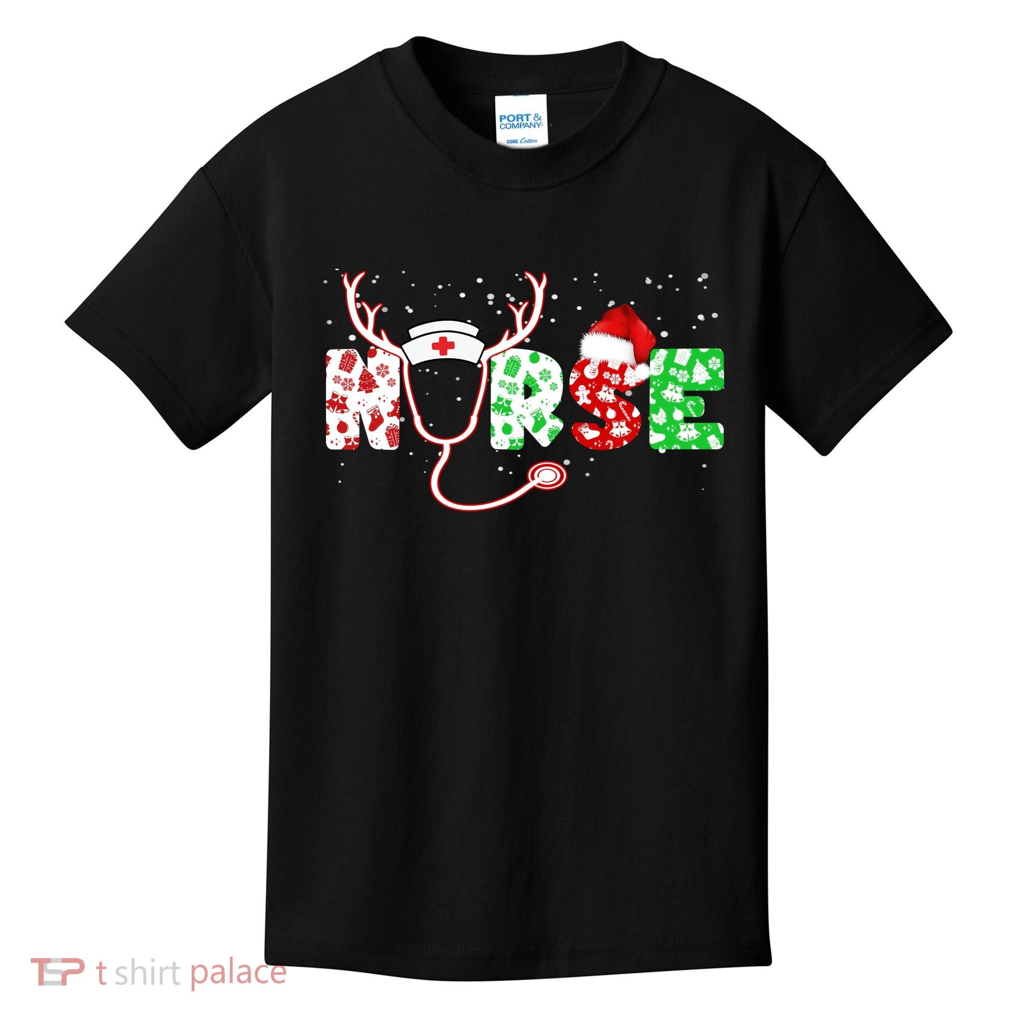 Cute Christmas Nurse Logo Kids T-Shirt