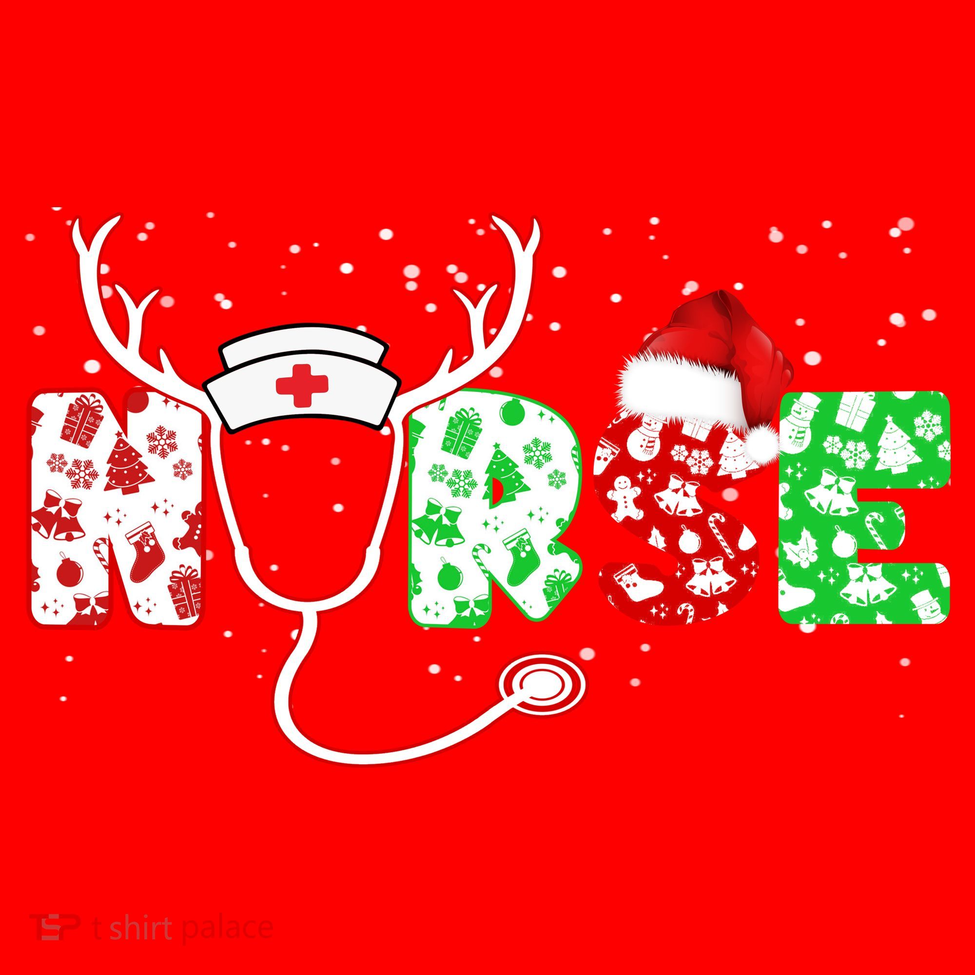 Cute Christmas Nurse Logo Santa Hat
