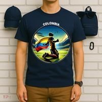 Cool Colombia National Soccer Team With Flag T-Shirt thumb 6