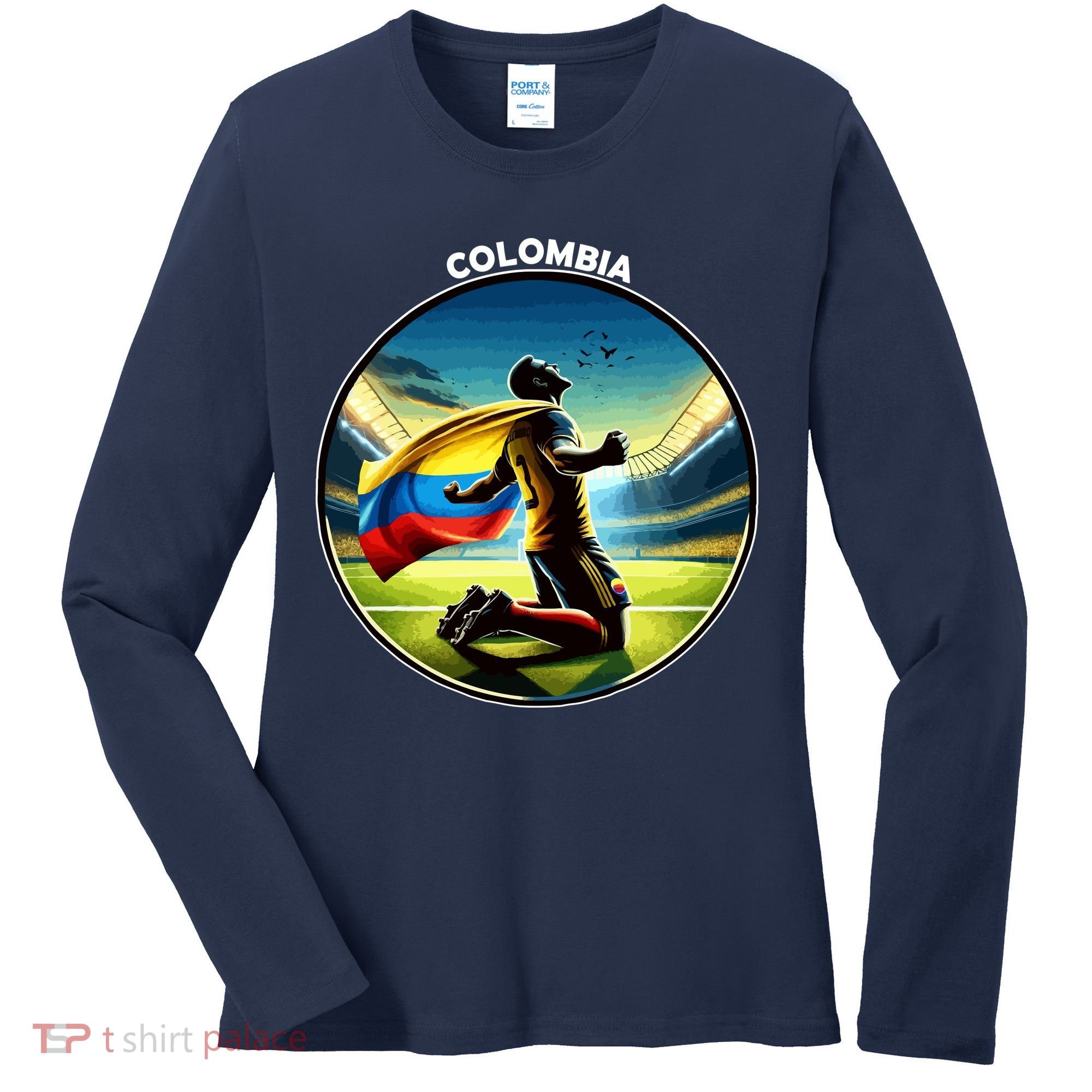 Cool Colombia National Soccer Team With Flag Women's Long Sleeve Shirt