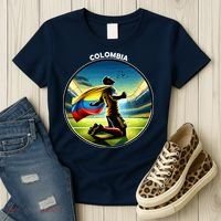 Cool Colombia National Soccer Team With Flag Women's T-Shirt thumb 3