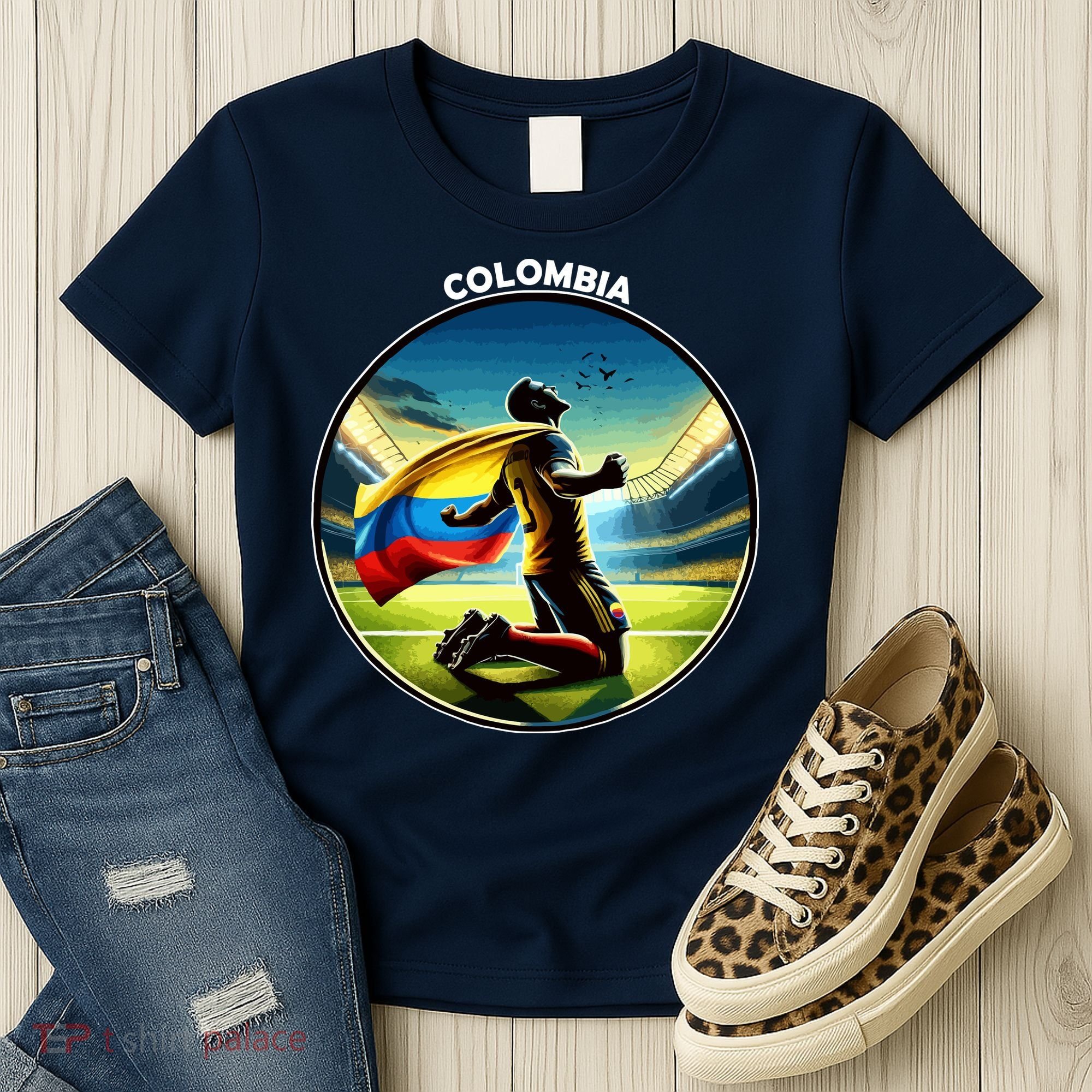 Cool Colombia National Soccer Team With Flag Women's T-Shirt