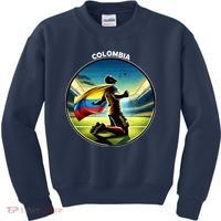 Cool Colombia National Soccer Team With Flag Kids Sweatshirt thumb 0