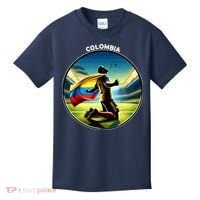 Cool Colombia National Soccer Team With Flag Kids T-Shirt thumb 0