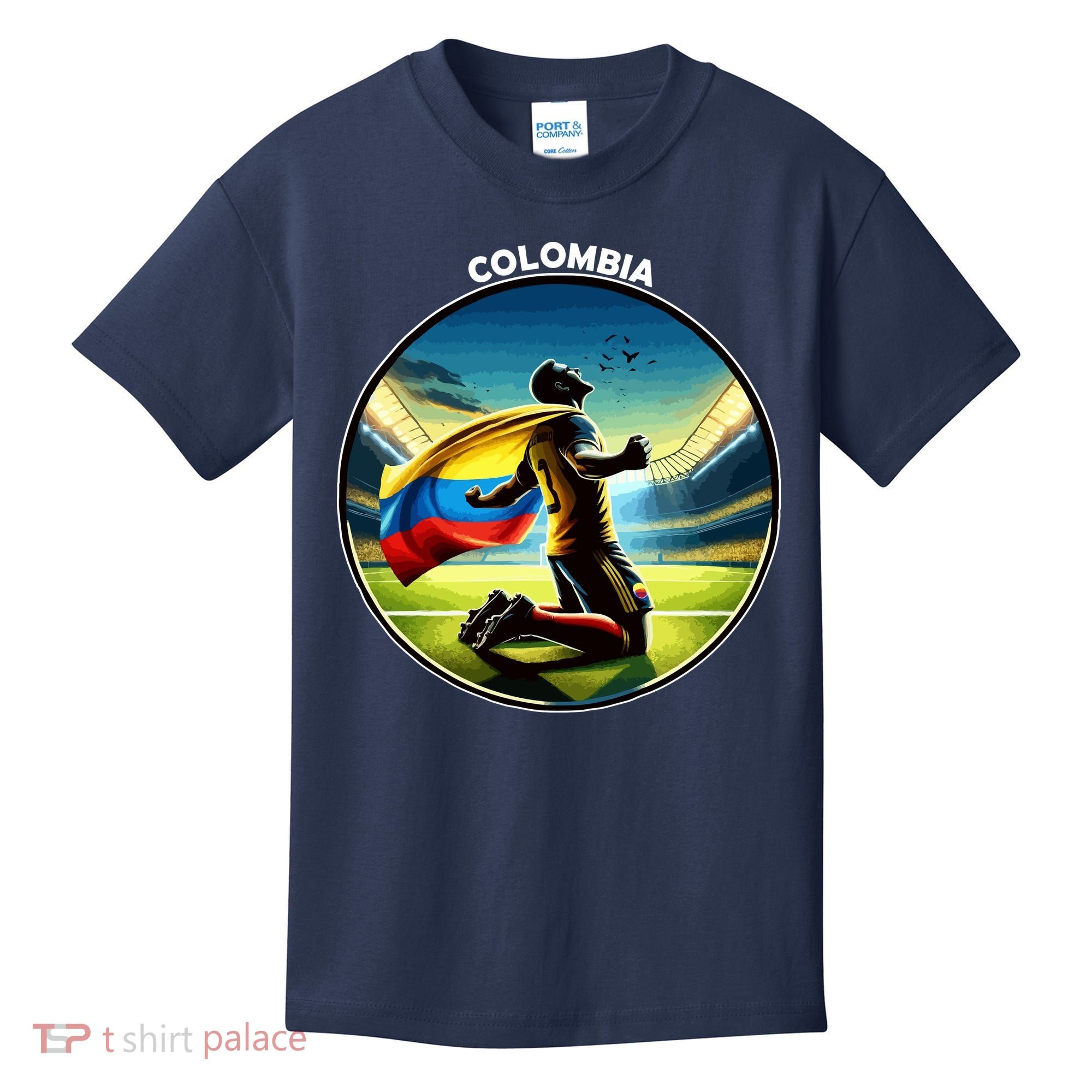 Cool Colombia National Soccer Team With Flag Kids T-Shirt