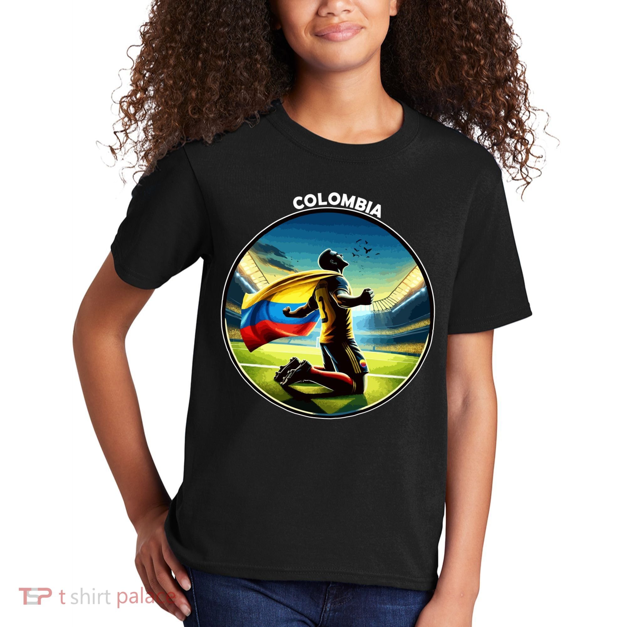 Cool Colombia National Soccer Team With Flag Kids T-Shirt