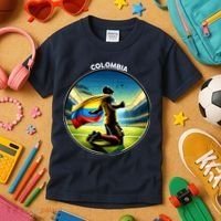 Cool Colombia National Soccer Team With Flag Kids T-Shirt thumb 3