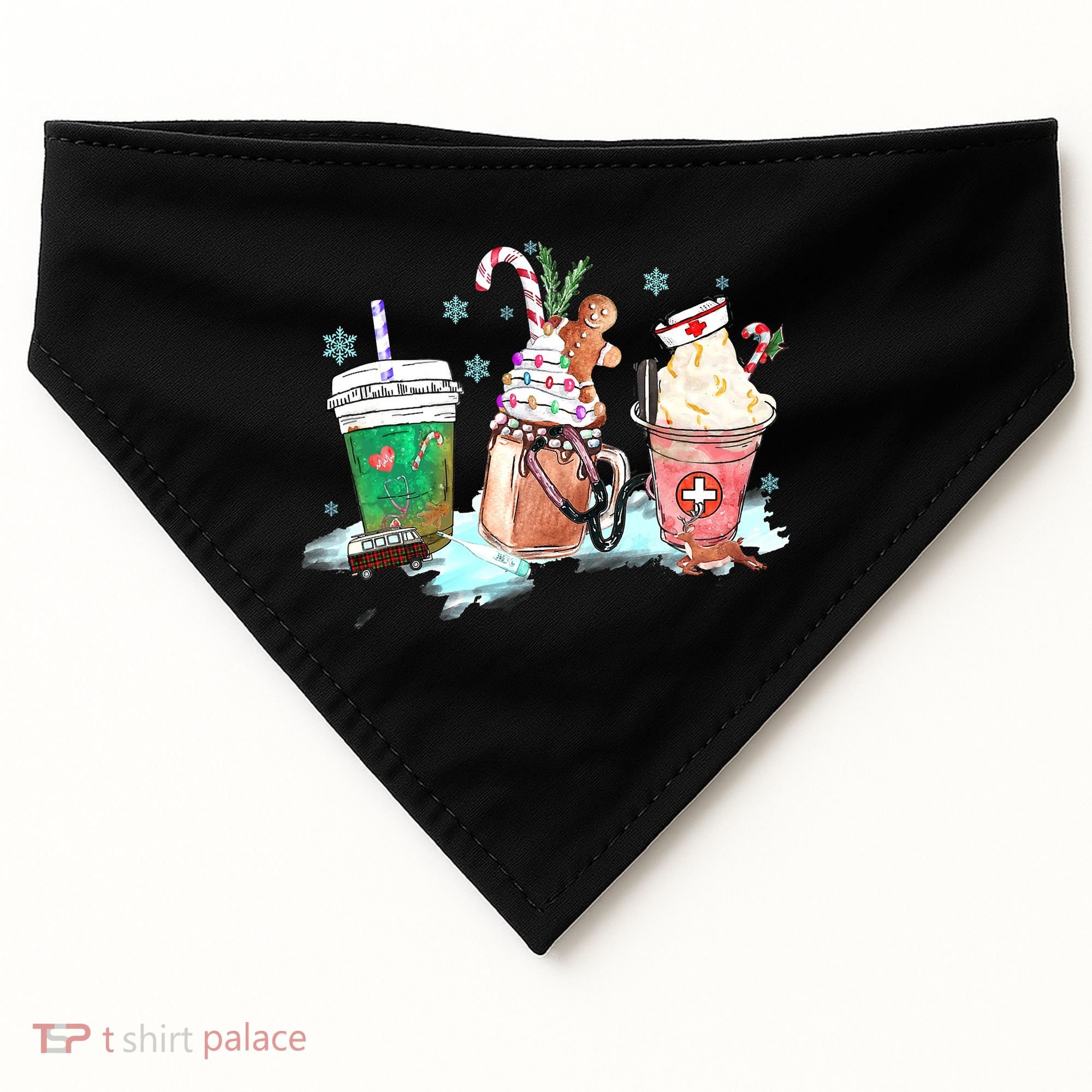 Christmas Coffee Nurse USA-Made Doggie Bandana