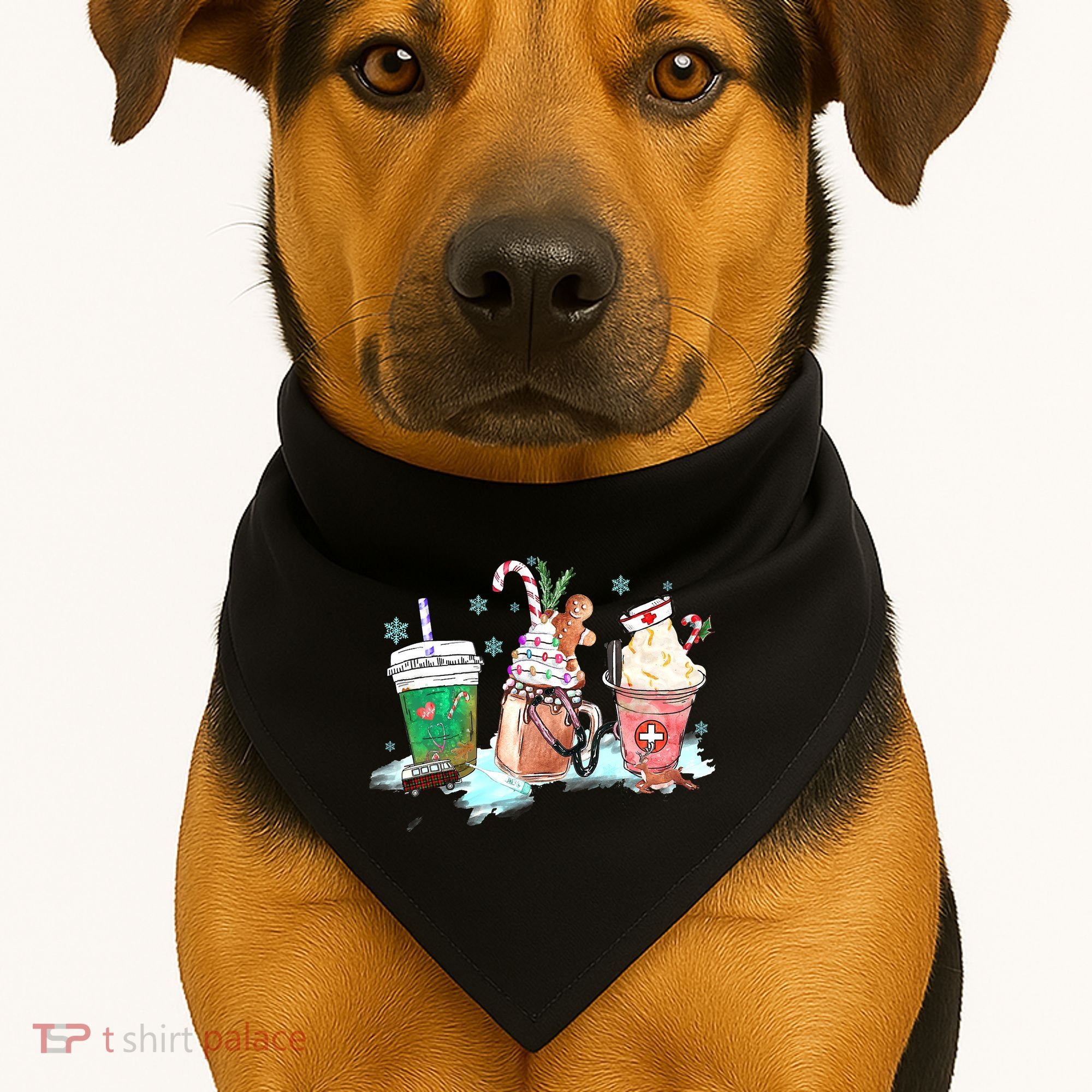 Christmas Coffee Nurse USA-Made Doggie Bandana