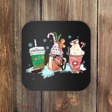 Christmas Coffee Nurse Coaster