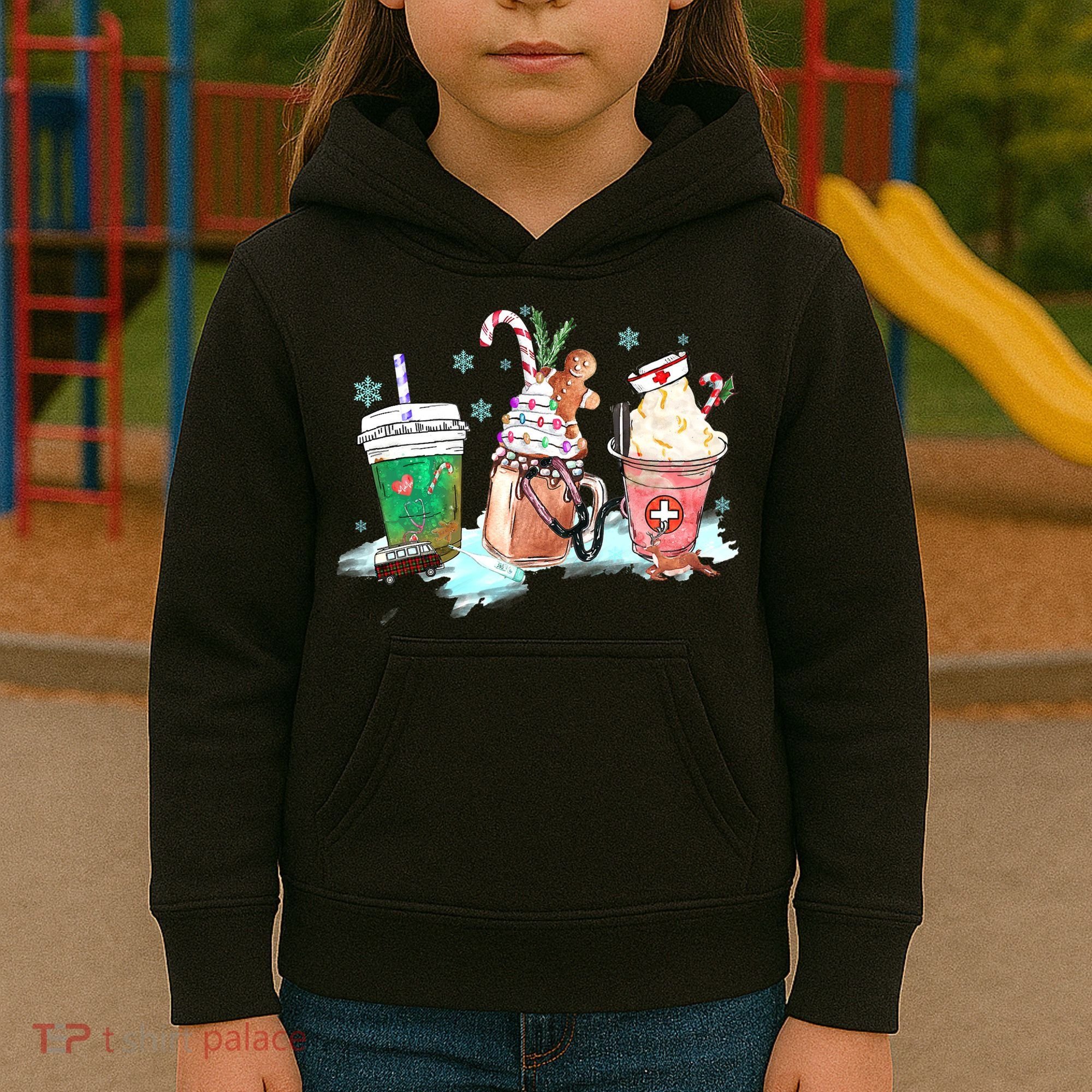 Christmas Coffee Nurse Kids Hoodie