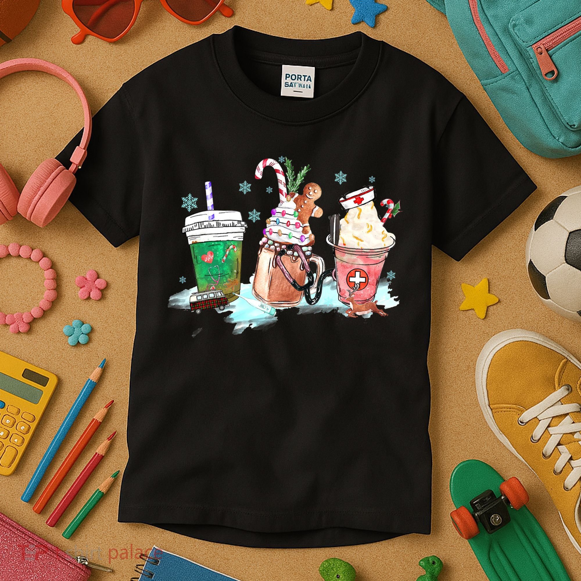 Christmas Coffee Nurse Kids T-Shirt