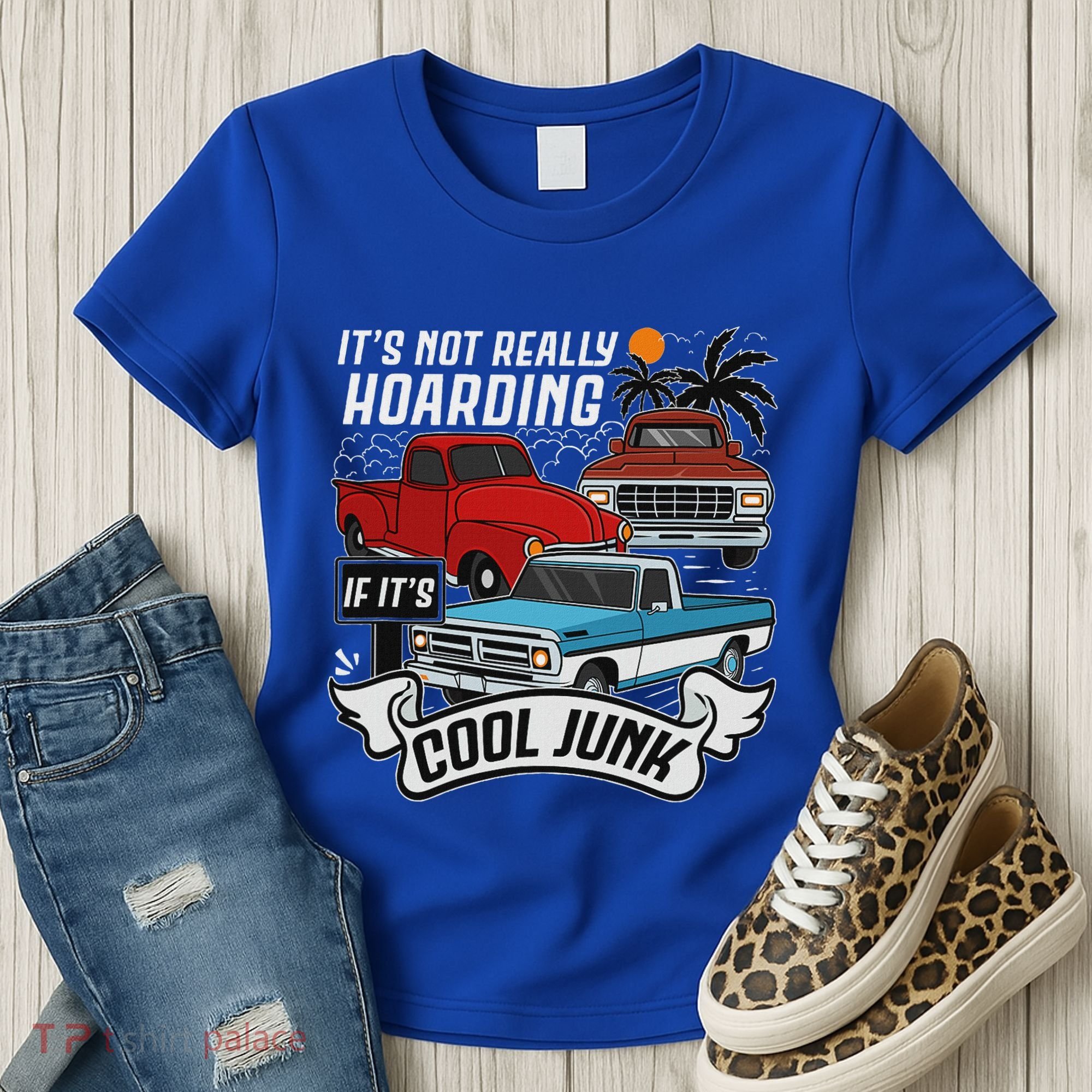 Classic Car Old Truck Automobile Antique Vehicle Hoarding Women's T-Shirt