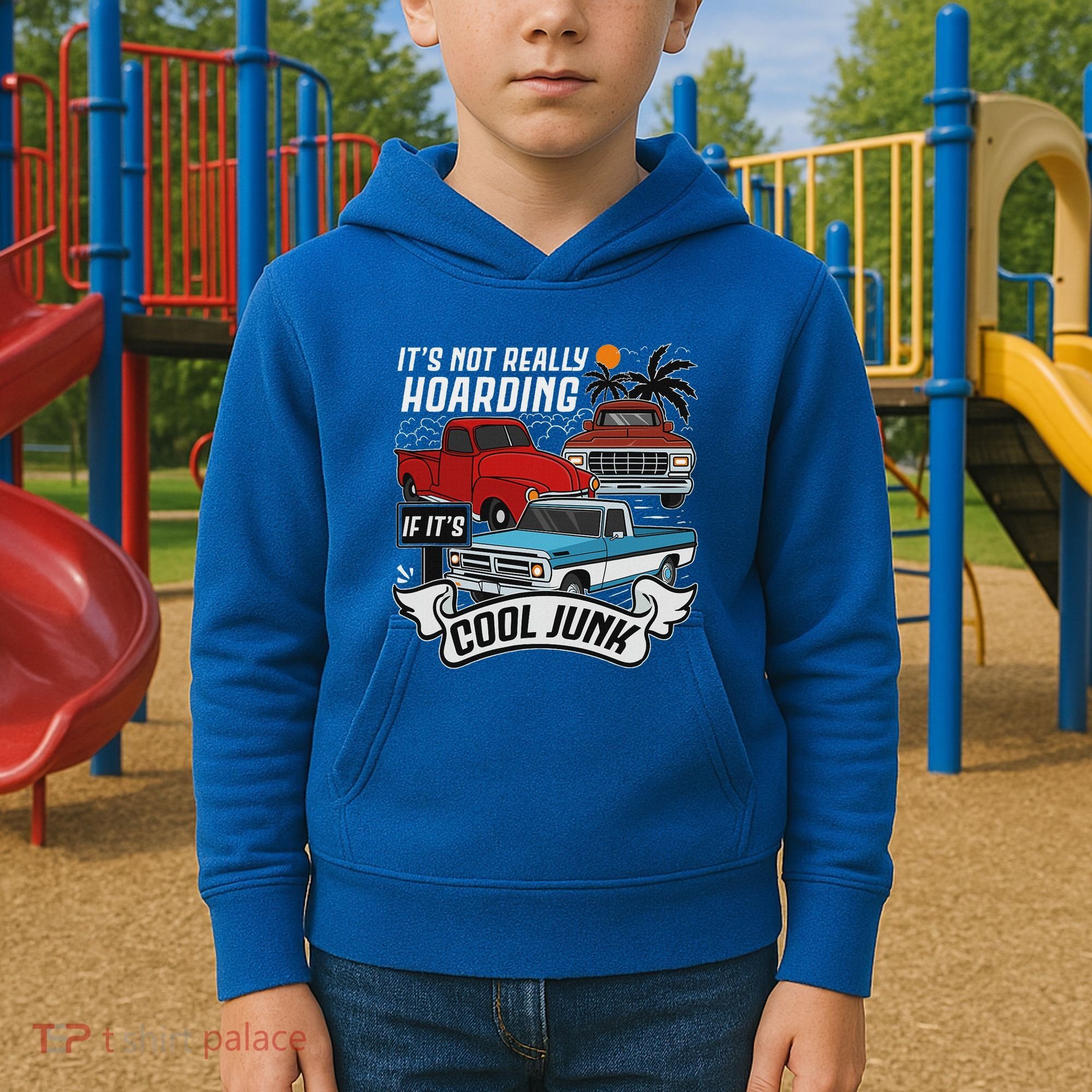 Classic Car Old Truck Automobile Antique Vehicle Hoarding Kids Hoodie