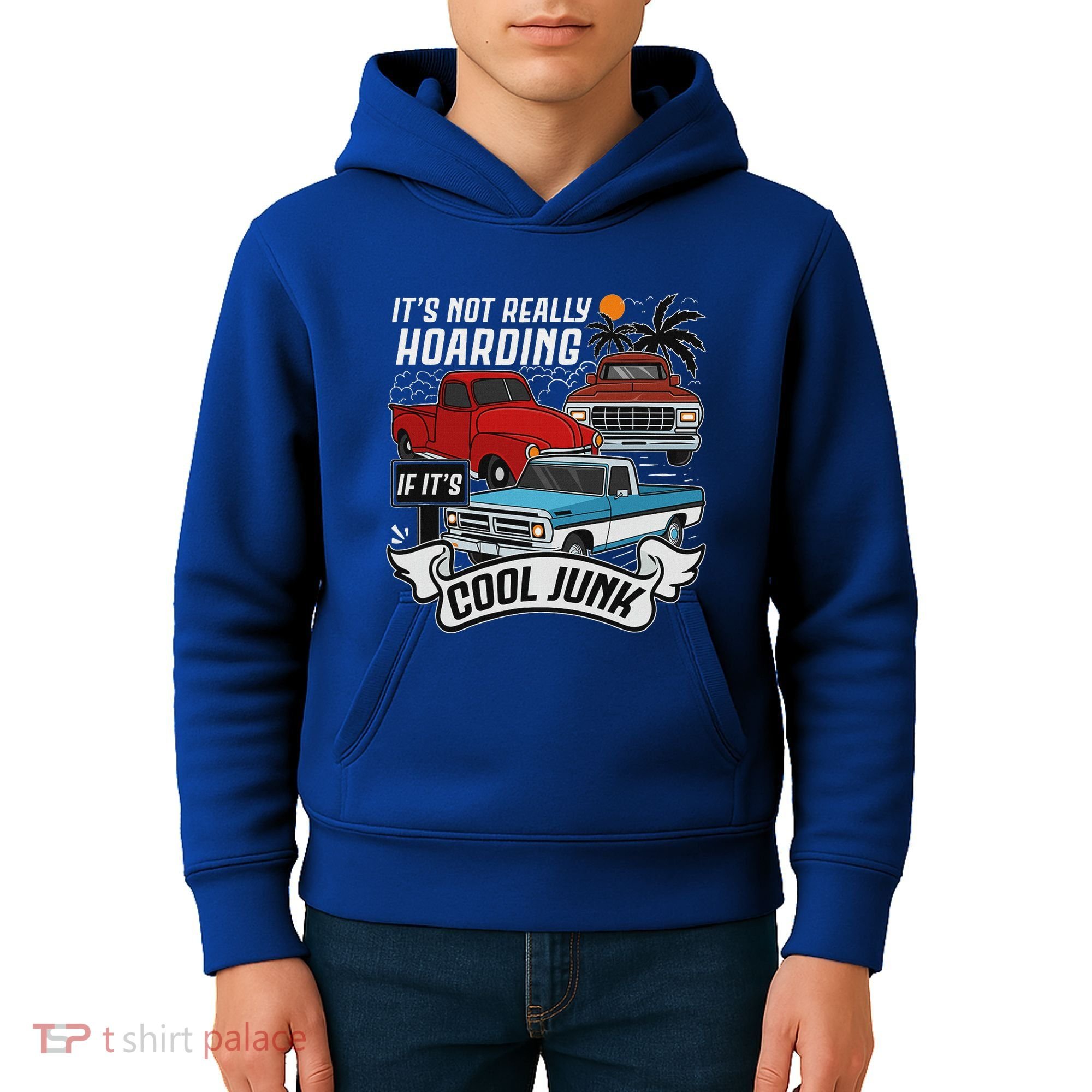 Classic Car Old Truck Automobile Antique Vehicle Hoarding Kids Hoodie