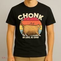 Chonk Cat Oh Lawd He Comin Funny Cat Meme Vintage Style T-Shirt thumb 3