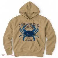 Cute Crabby Old Dude Since 1949 70th Birthday Crab Fishing Hoodie thumb 0