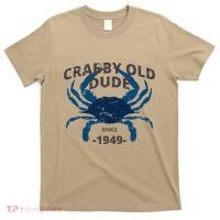Cute Crabby Old Dude Since 1949 70th Birthday Crab Fishing T-Shirt thumb 0