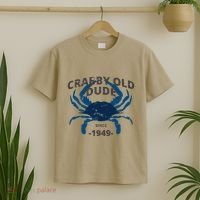 Cute Crabby Old Dude Since 1949 70th Birthday Crab Fishing T-Shirt thumb 2