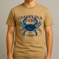 Cute Crabby Old Dude Since 1949 70th Birthday Crab Fishing T-Shirt thumb 3