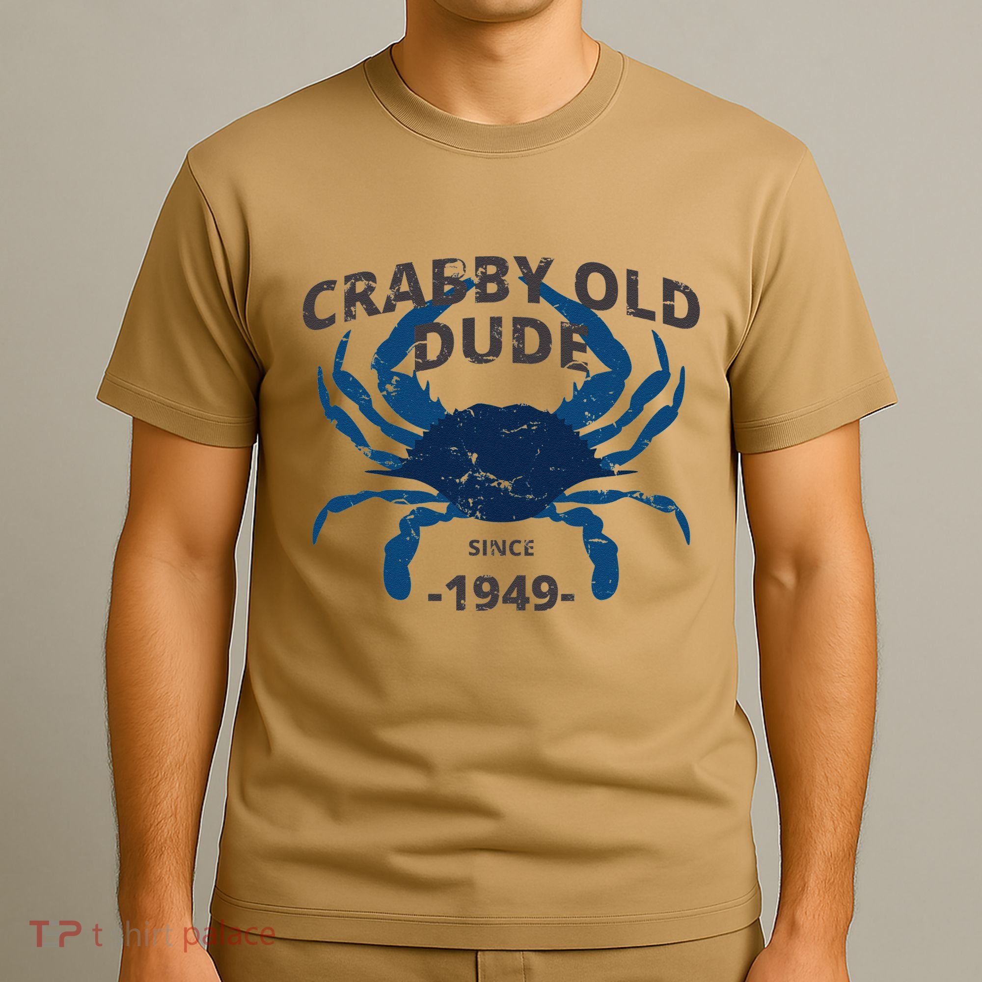 Cute Crabby Old Dude Since 1949 70th Birthday Crab Fishing T-Shirt
