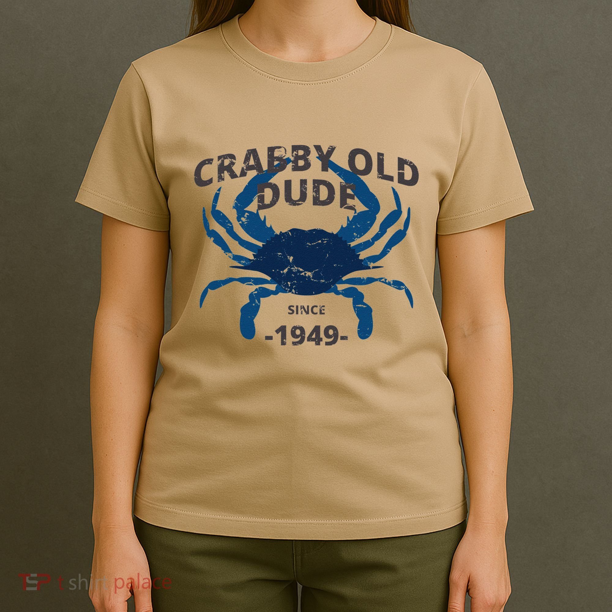 Cute Crabby Old Dude Since 1949 70th Birthday Crab Fishing T-Shirt