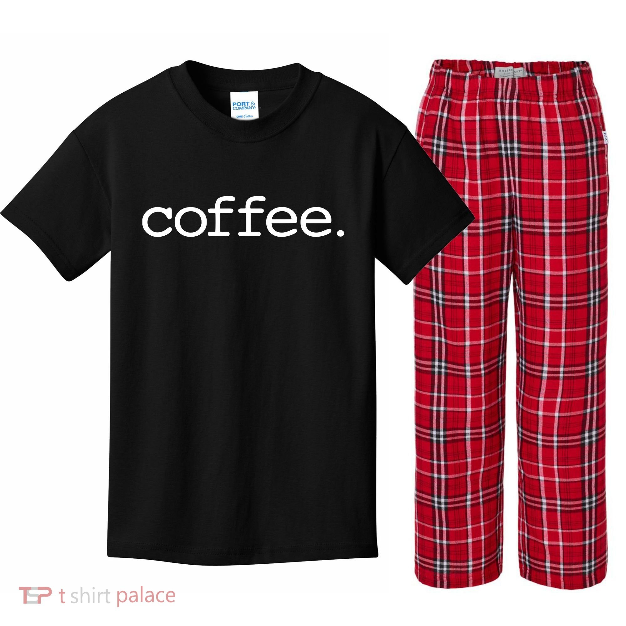 Coffee Kids Plaid Pajama Set