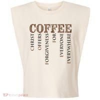 Coffee Christ Offers Forgiveness For Everyone Everywhere Garment-Dyed Women's Muscle Tee thumb 0