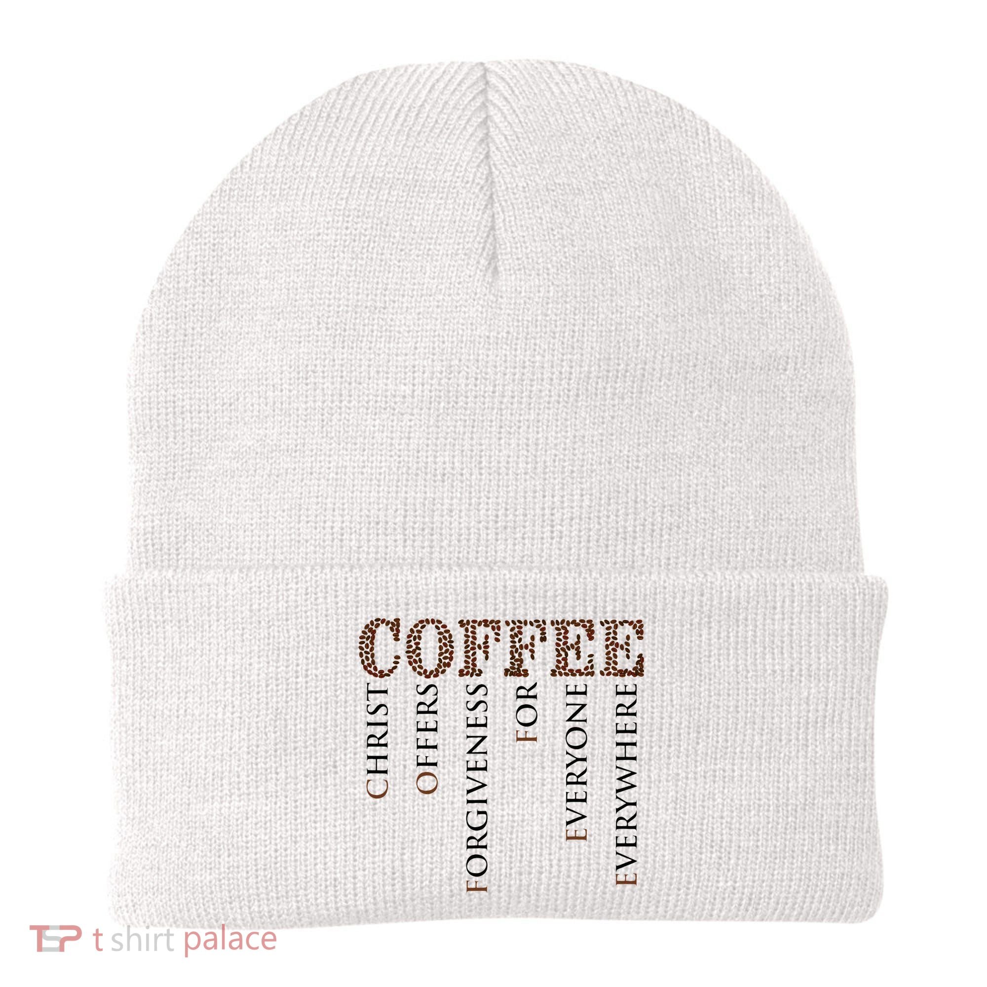 Coffee Christ Offers Forgiveness For Everyone Everywhere Beanie