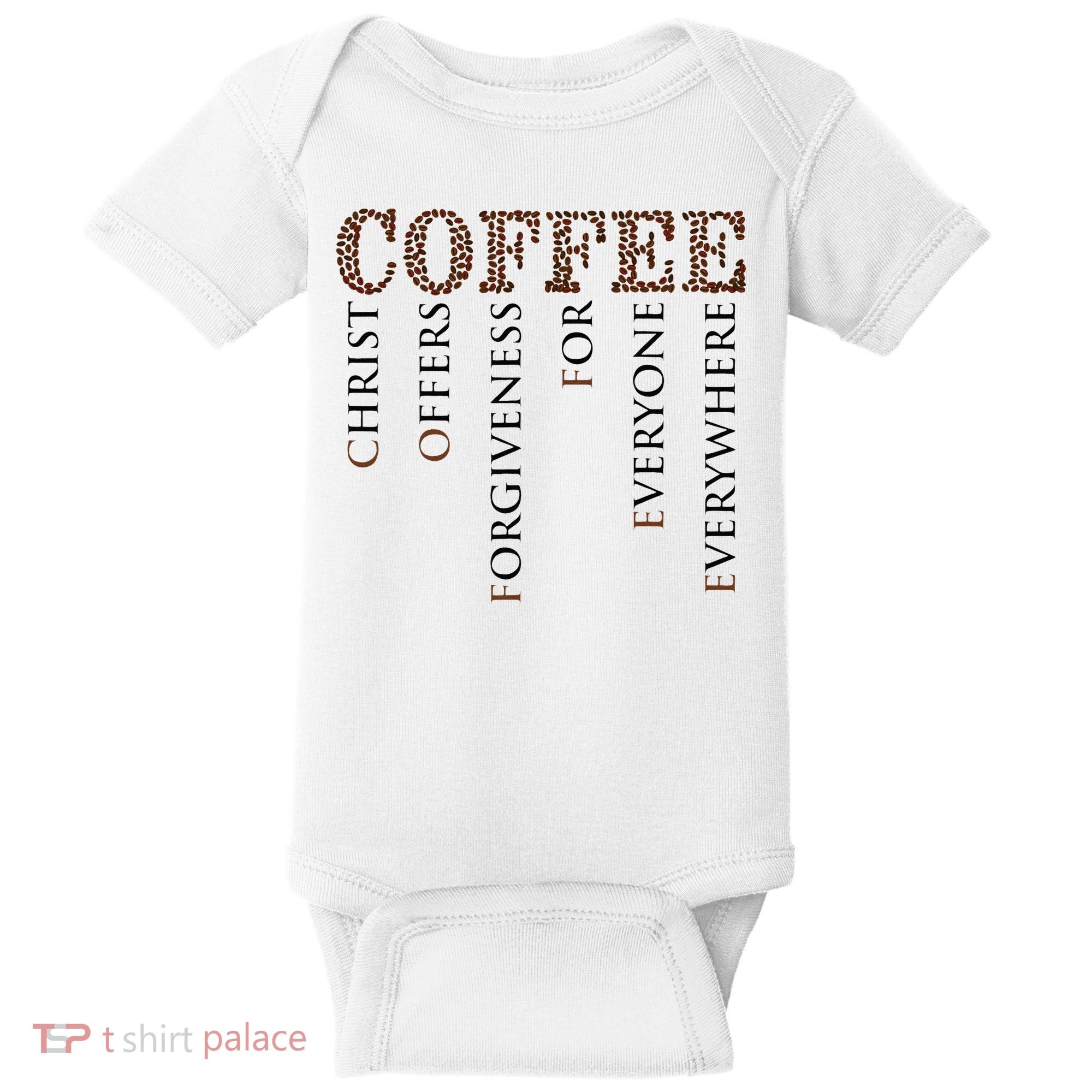 Coffee Christ Offers Forgiveness For Everyone Everywhere Baby Bodysuit