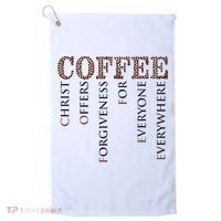Coffee Christ Offers Forgiveness For Everyone Everywhere Golf Towel thumb 0