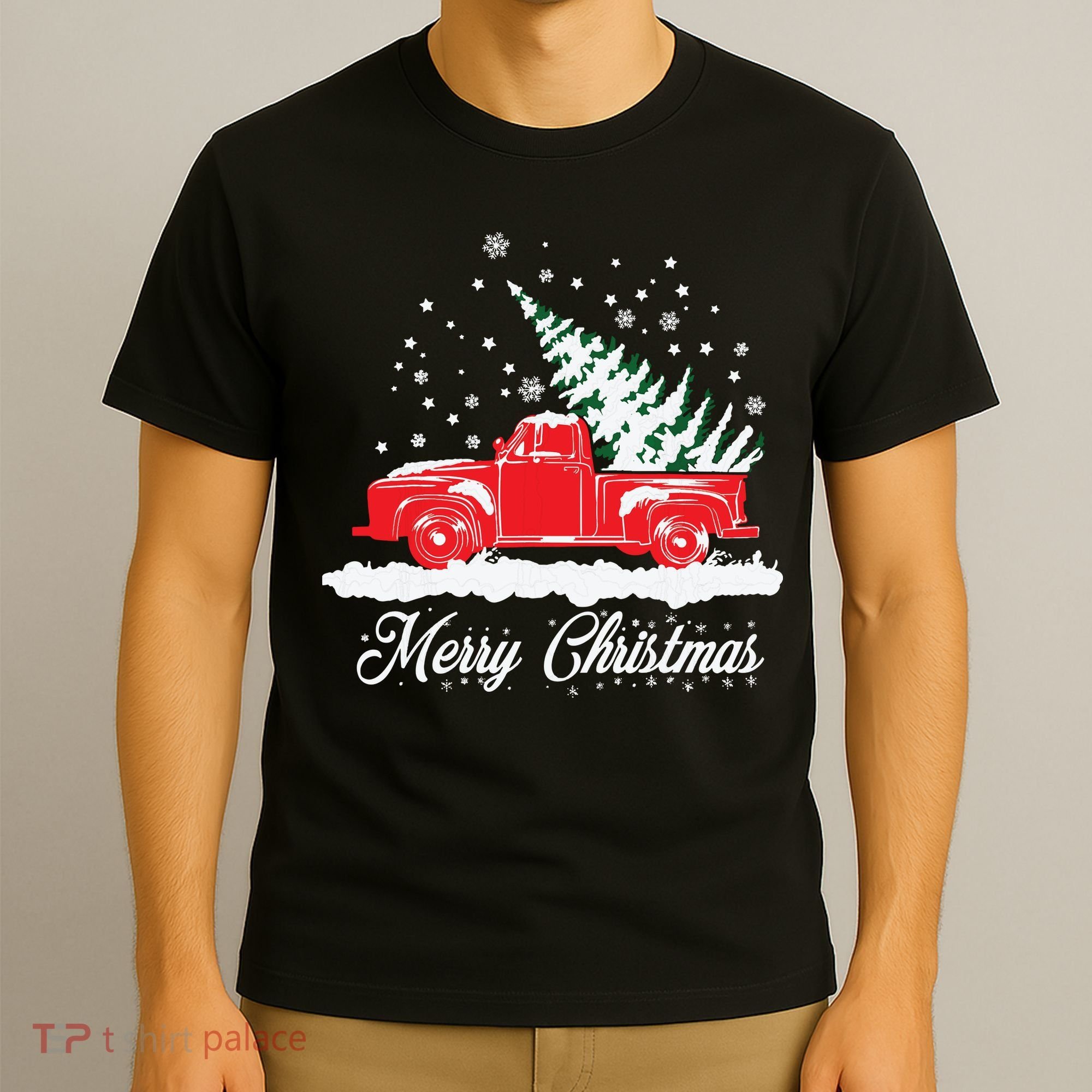 Christmas Classic Old Red Truck Vintage Pick Up Xmas Tree T-Shirt