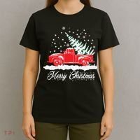 Christmas Classic Old Red Truck Vintage Pick Up Xmas Tree T-Shirt thumb 4