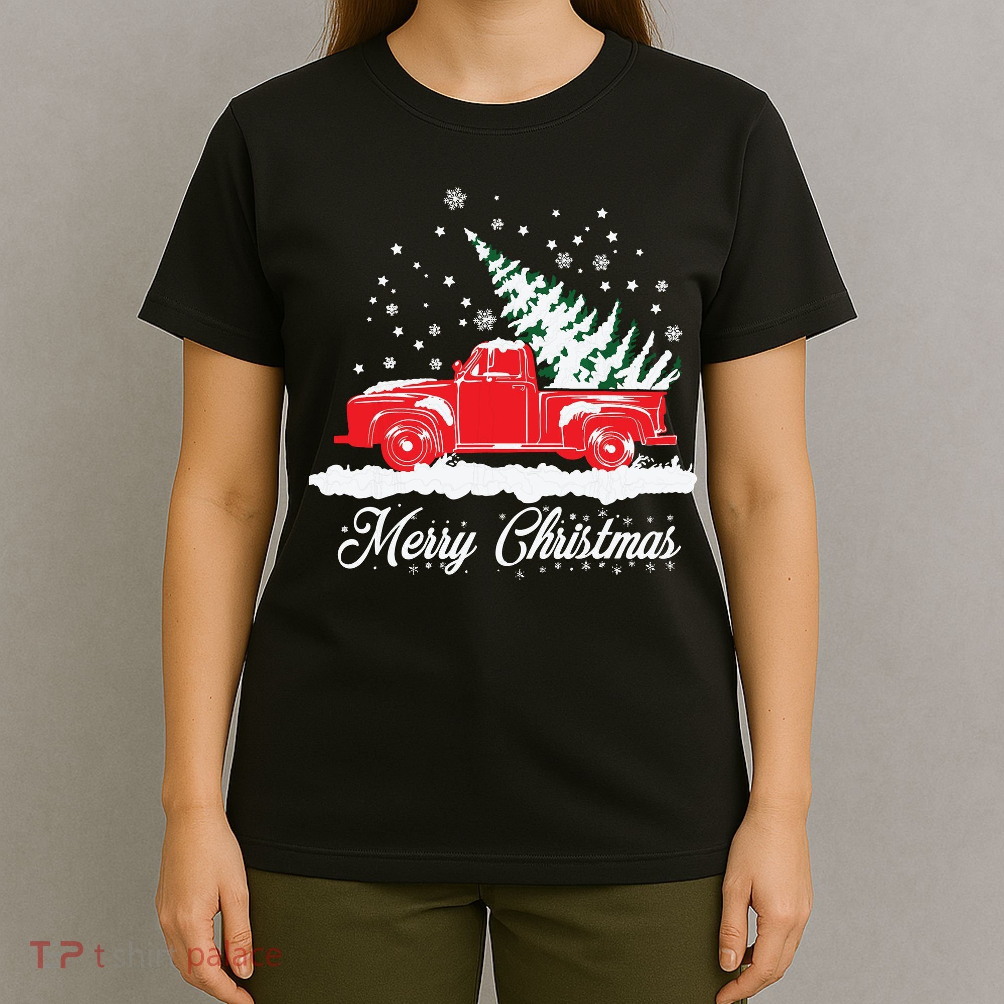 Christmas Classic Old Red Truck Vintage Pick Up Xmas Tree T-Shirt