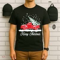Christmas Classic Old Red Truck Vintage Pick Up Xmas Tree T-Shirt thumb 6